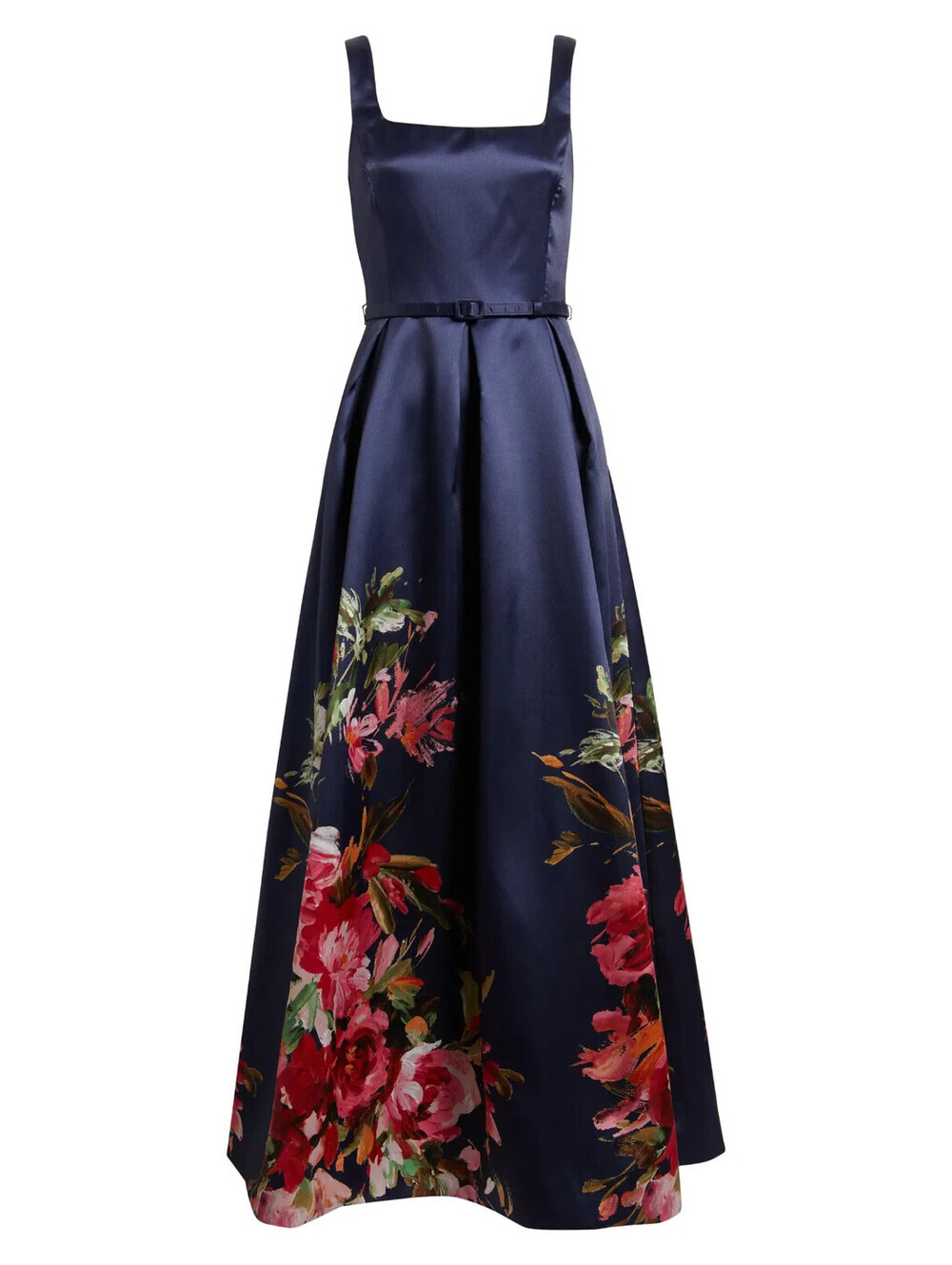 NEW, Julia Jordan Belted Mikado Ballgown in Navy Sz 6 #LD521